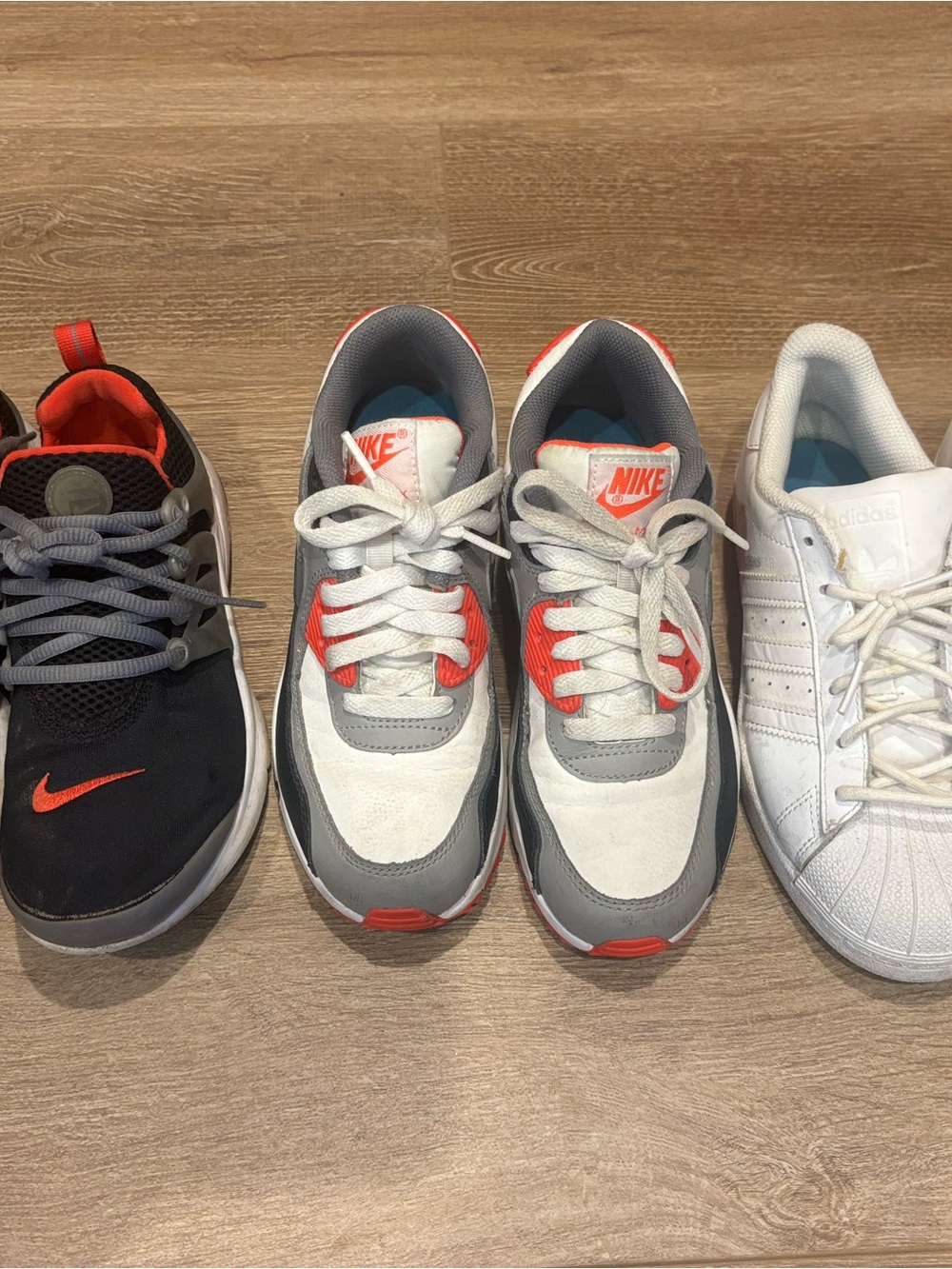 $25/1 $60/3 Nike Adidas Kids White, Gray & Orange Retro-Style Sneakers bundle